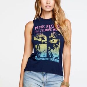 Chaser Brand Pink Floyd "Live Fillmore West" Graphic Sleeveless T-Shirt Navy